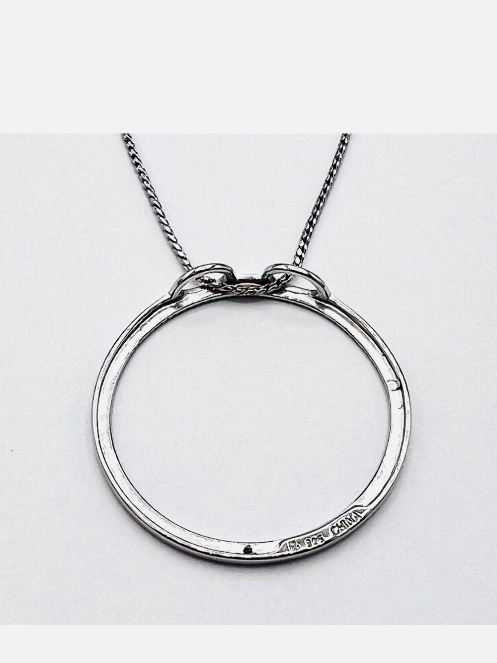 925 sterling silver pave eternity circle pendant 18" necklace - Picture 14 of 16